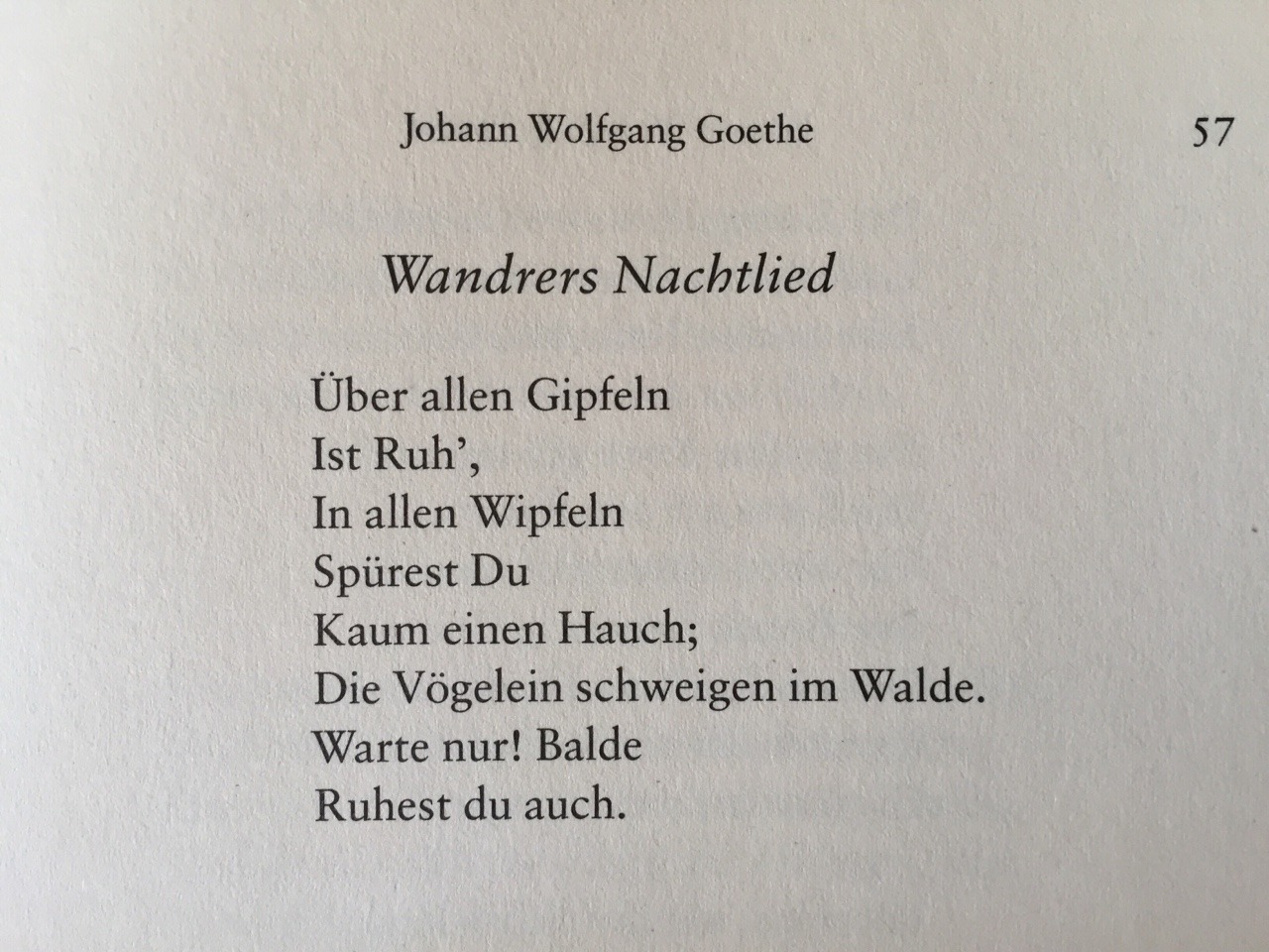Goethe Wandrers Nachtlied